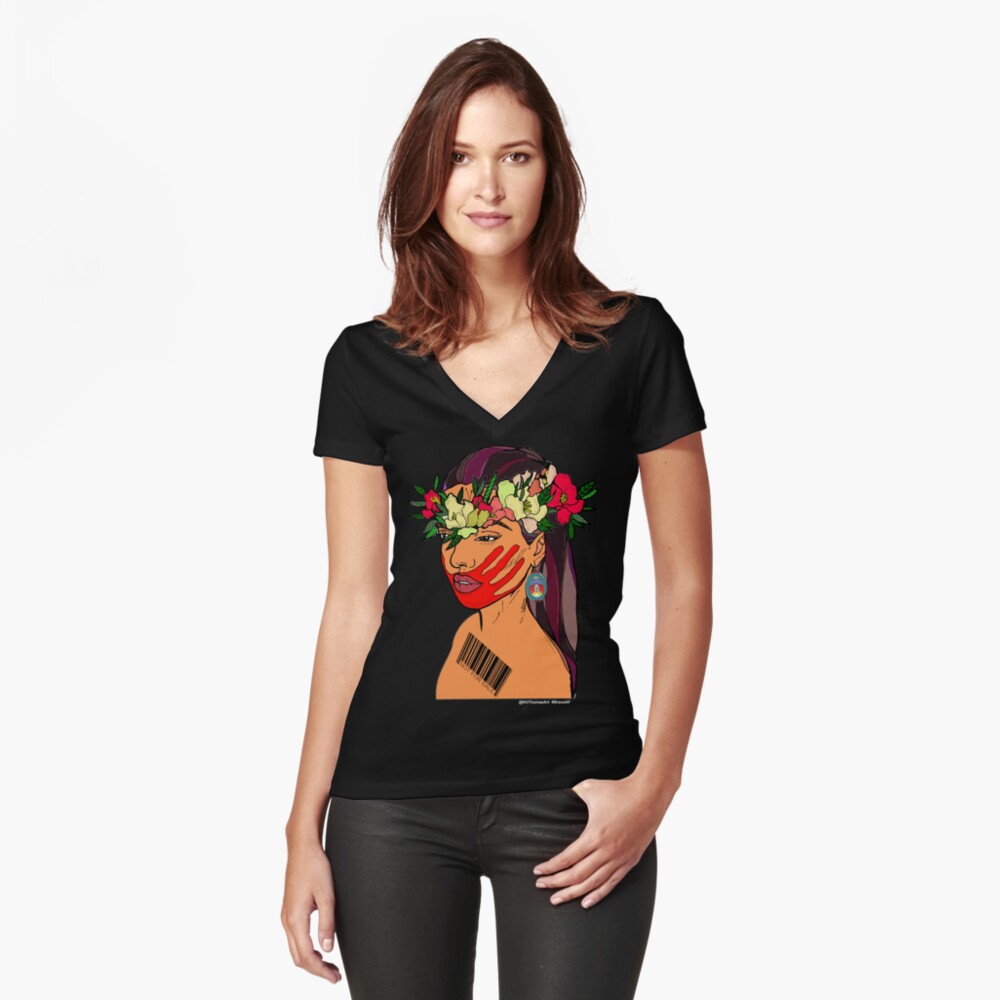 Item preview, Fitted V-Neck T-Shirt designed and sold by kittthomasart.