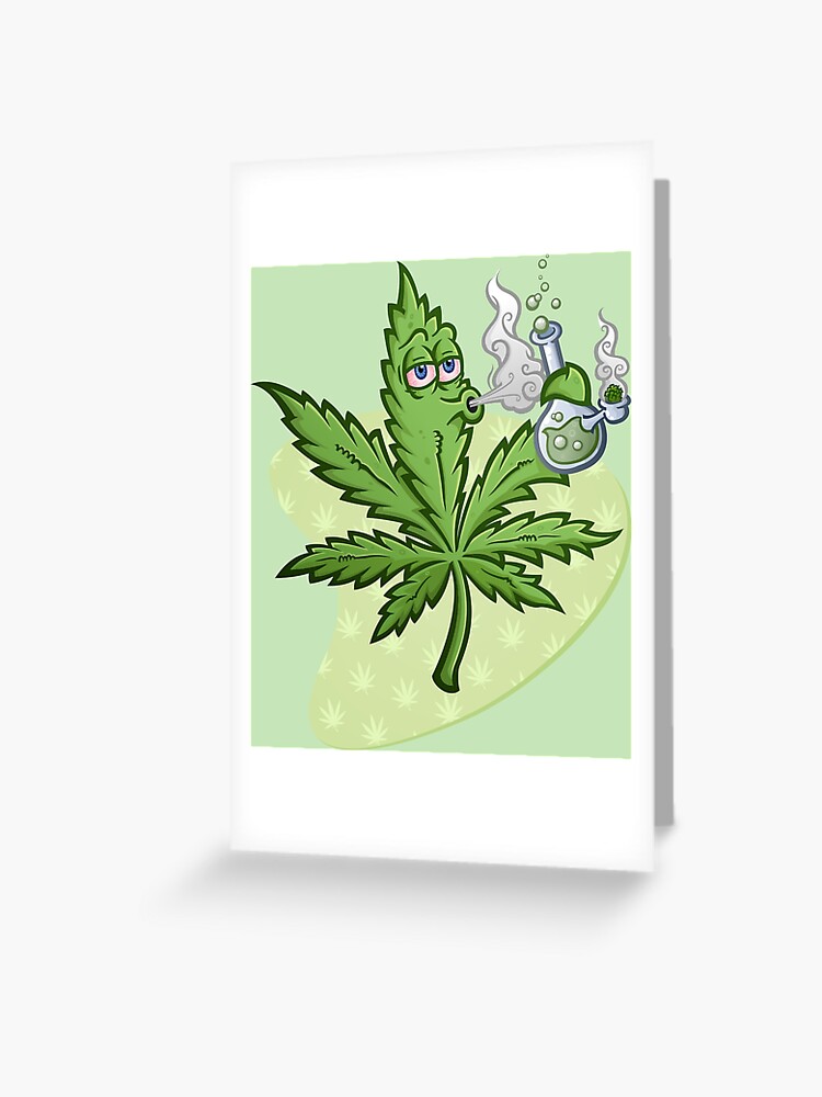 Marijuana Cartoon Smoking A Bong Greeting Card By Tonyosh Redbubble