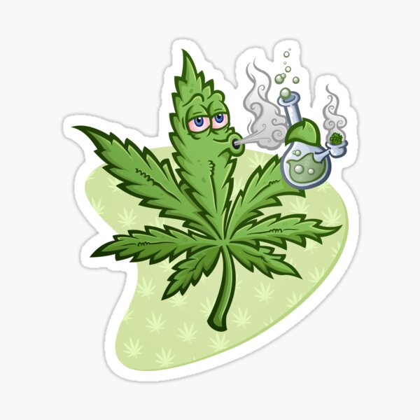 Marijuana Cartoon Smoking a Bong Sticker