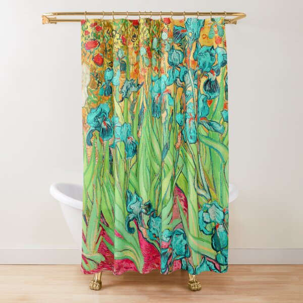 Van Gogh Irises/Teal Shower Curtain
