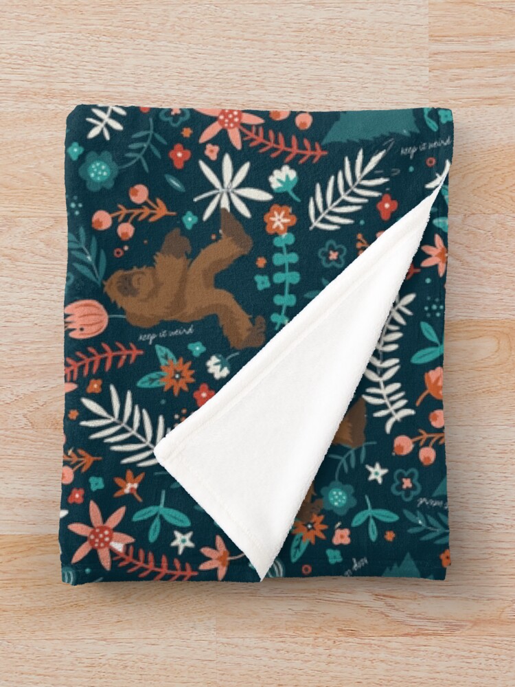 Alternate view of Bigfoot Keep it Weird Throw Blanket