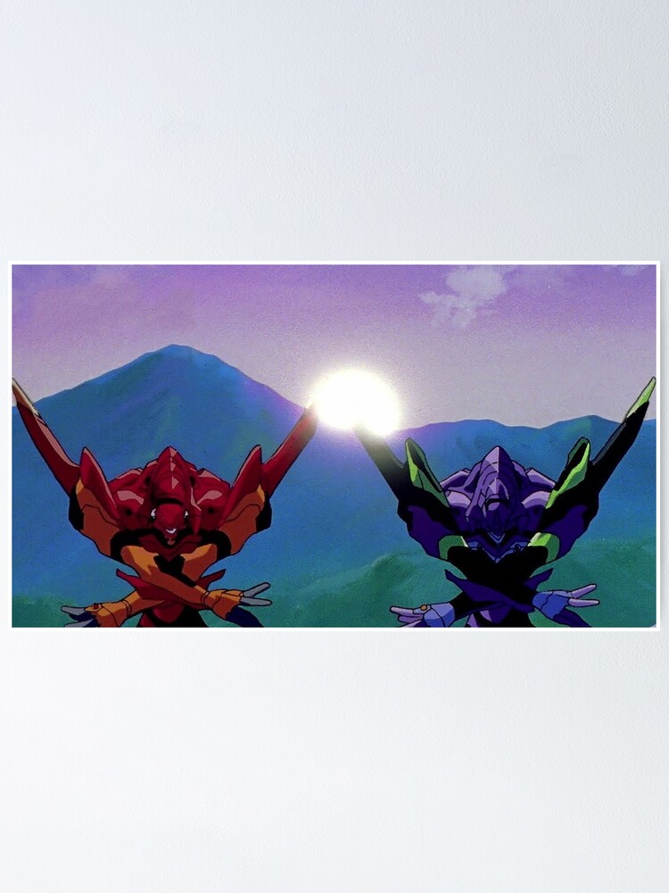 Neon Genesis Evangelion Eva 01 And Eva 02 Poster By Observation Redbubble