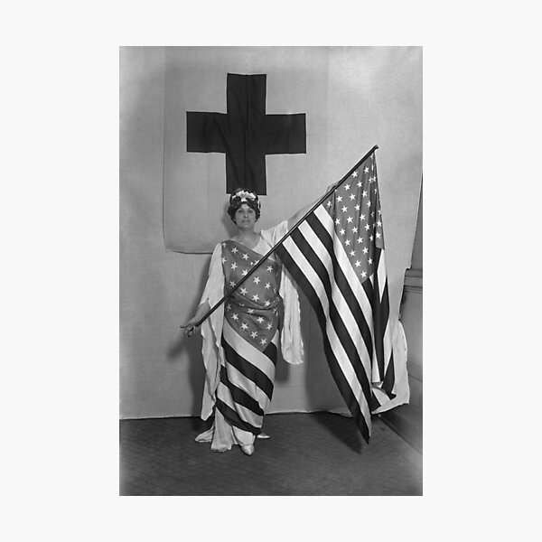 WWI Home Decor 1918 Gift Wall Art Black and White Arthur Mole Living Photo Armed Forces Service Flag Vintage Photo Print