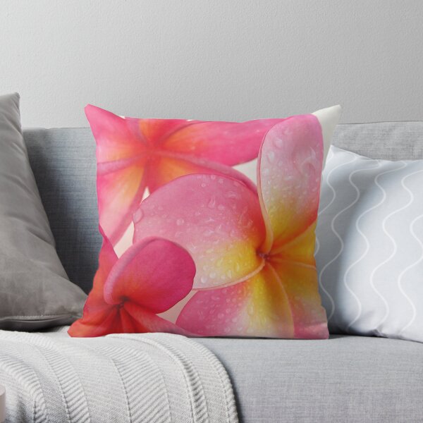Pink Frangipani Throw Pillow