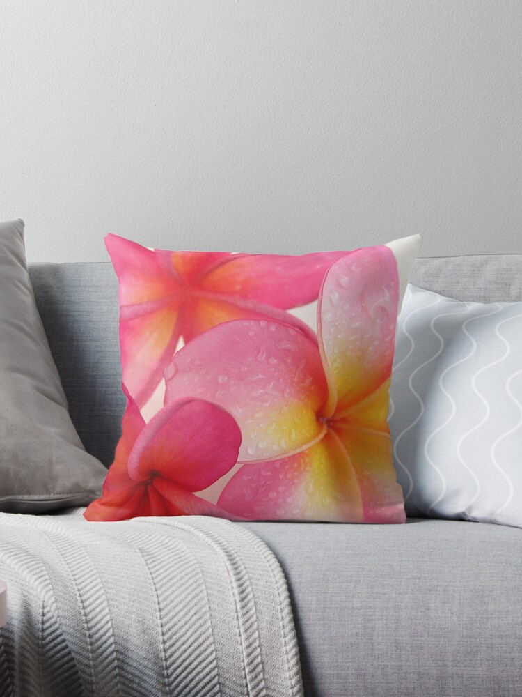 Thumbnail 1 of 3, Throw Pillow, Pink Frangipani designed and sold by Jo Young.