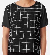 Black Grid Chiffon Top