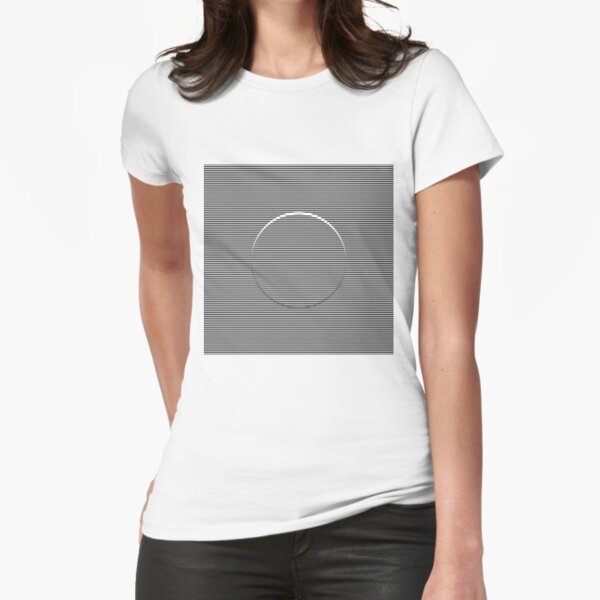 Optical art: flat parallel stripes create a moving circle Fitted T-Shirt