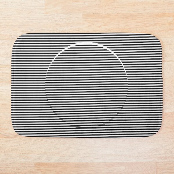 Optical art: flat parallel stripes create a moving circle Bath Mat