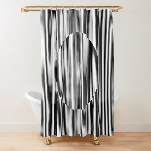 Optical art: flat parallel stripes create a moving circle Shower Curtain