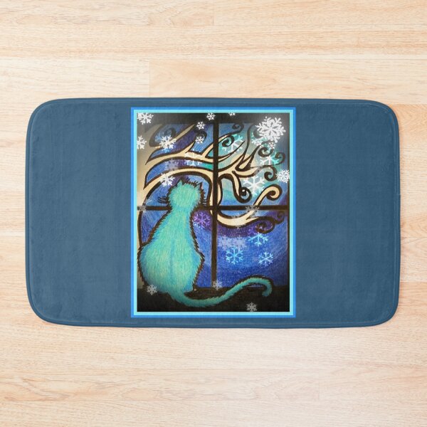 Item preview, Cat Watching Snowflakes in Blue designed and sold by PaniaBrown.