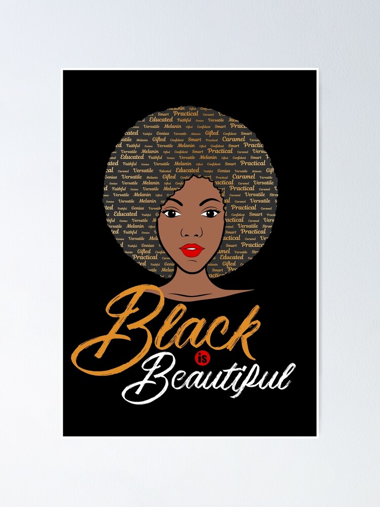 Black is Beautiful Afro Word Art African American Girl Portrait