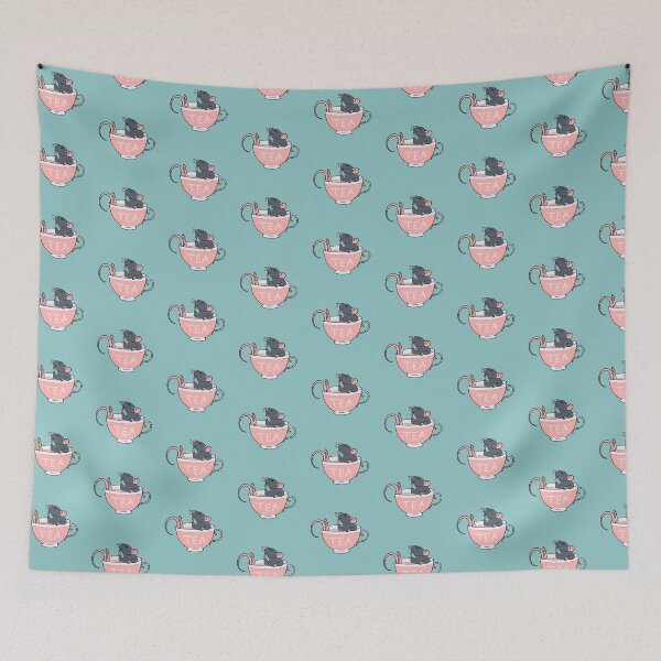 Item preview, Spill the Rat-Tea Blue designed and sold by Holly Wells . Sweet Illustrations.