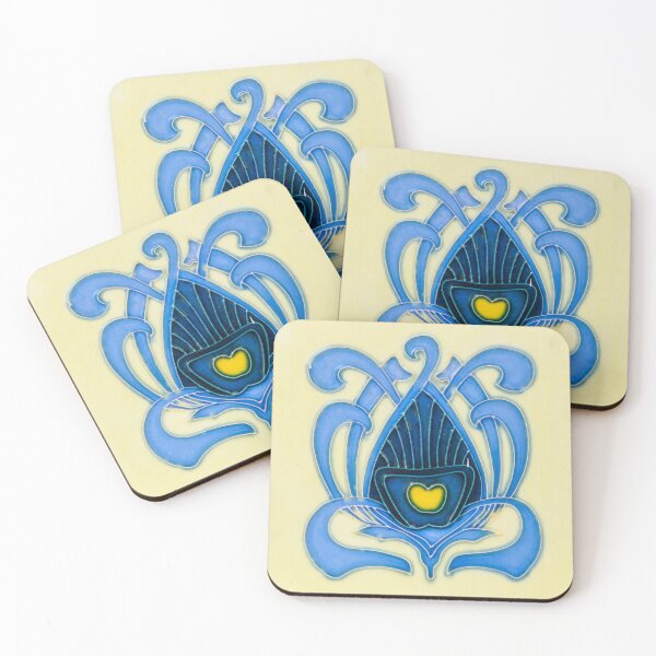 Item preview, Art Nouveau Majolica Tile Peacock designed and sold by WheresMyMojo.