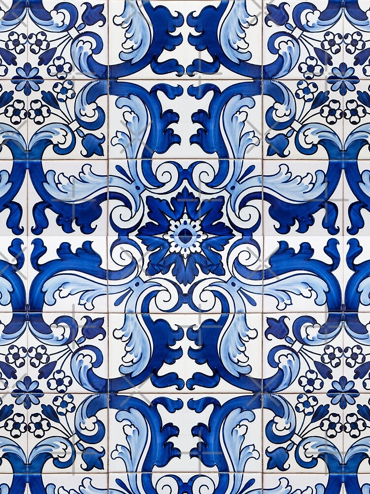Antique Azulejo Tile Floral Pattern by ernstc