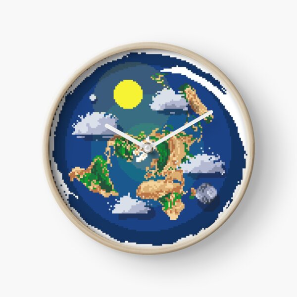 Flat Earth Map Pixel Art (space backround) Clock