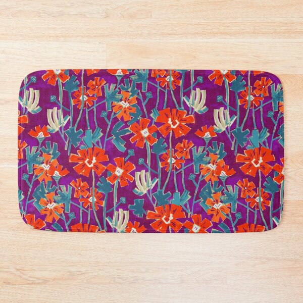 Item preview, Fiery red flowers on violet background designed and sold by Irina Ivanova.