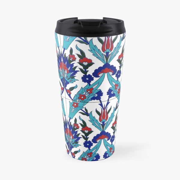 Turkish Iznik Floral Pattern Travel Mug