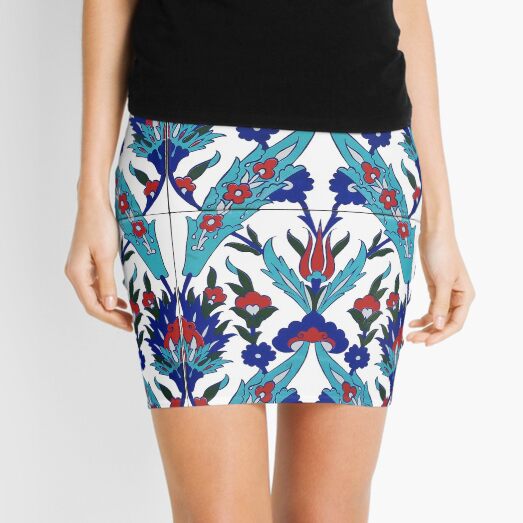 Turkish Iznik Floral Pattern Mini Skirt