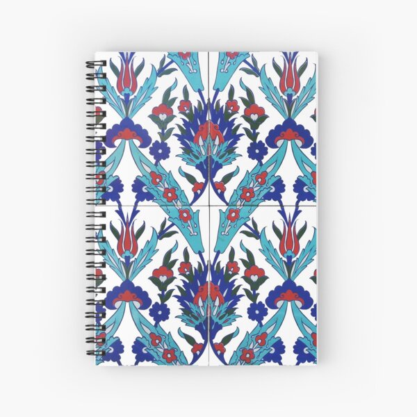 Turkish Iznik Floral Pattern Spiral Notebook