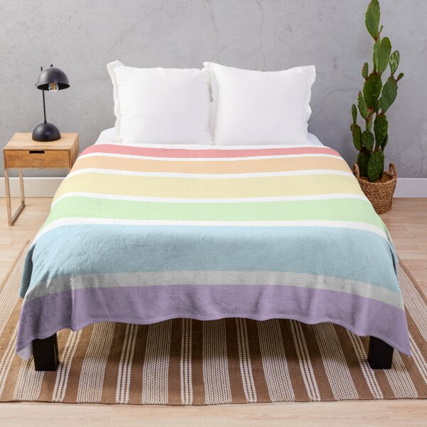 Pastel Rainbow Stripes Throw Blanket