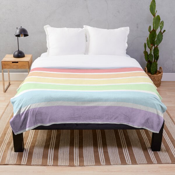 Pastel Rainbow Stripes Throw Blanket