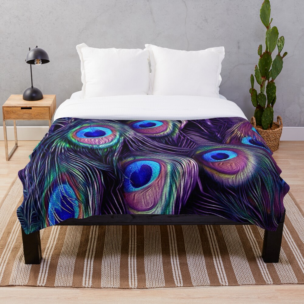 "Peacock Feather" Throw Blanket for Sale by ErikaKaisersot Redbubble