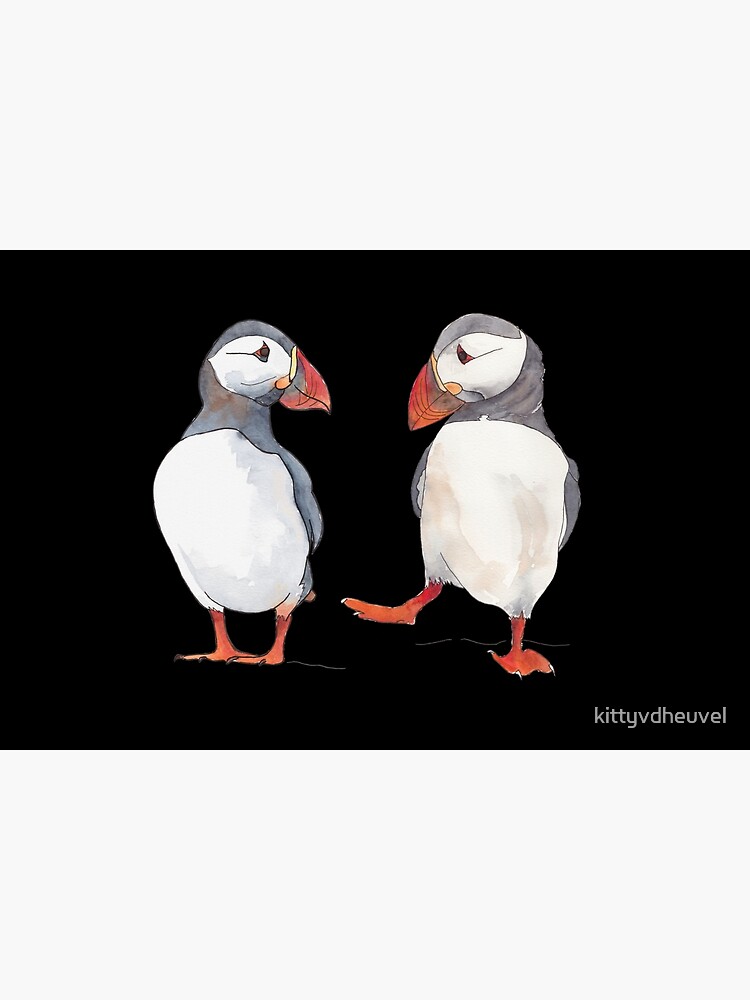 Puffin friends dancing - illustration by kittyvdheuvel