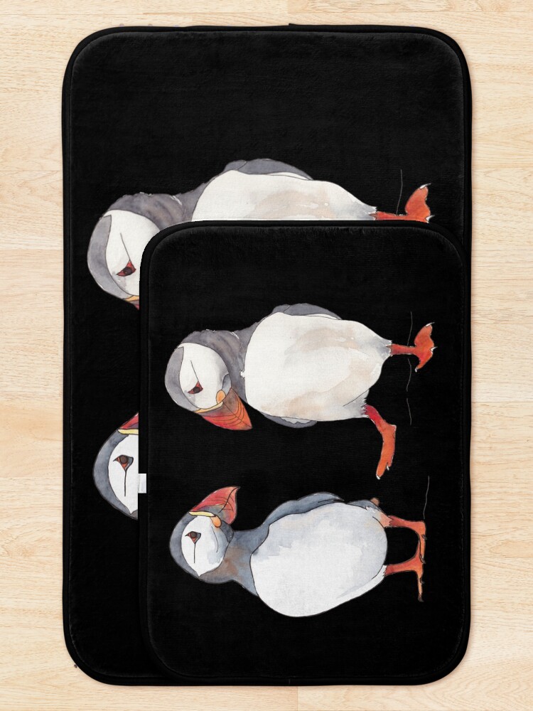 Alternate view of Puffin friends dancing - illustration Bath Mat