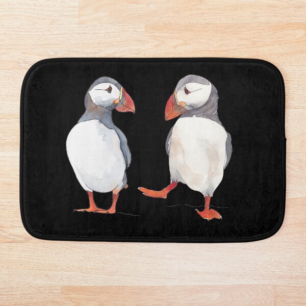 Puffin friends dancing - illustration Bath Mat