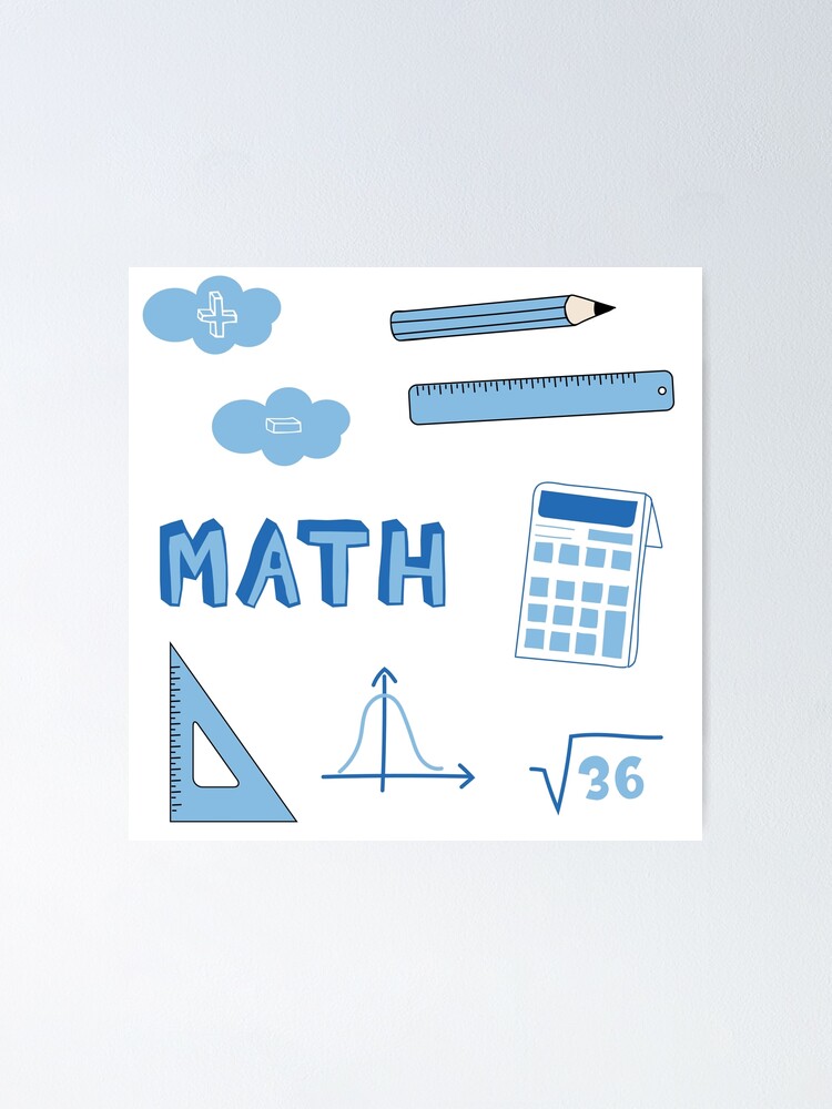 Light Blue Math School Subject Sticker Pack | Poster