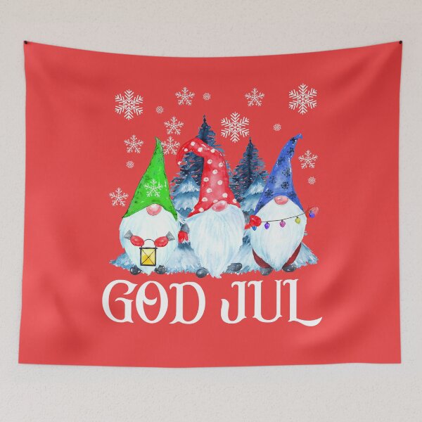 Artikelvorschau, God Jul Nordische Zwerge Tomte Nisse skandinavisches schwedisches norwegisches Weihnachten entworfen und verkauft von funnytshirtemp.
