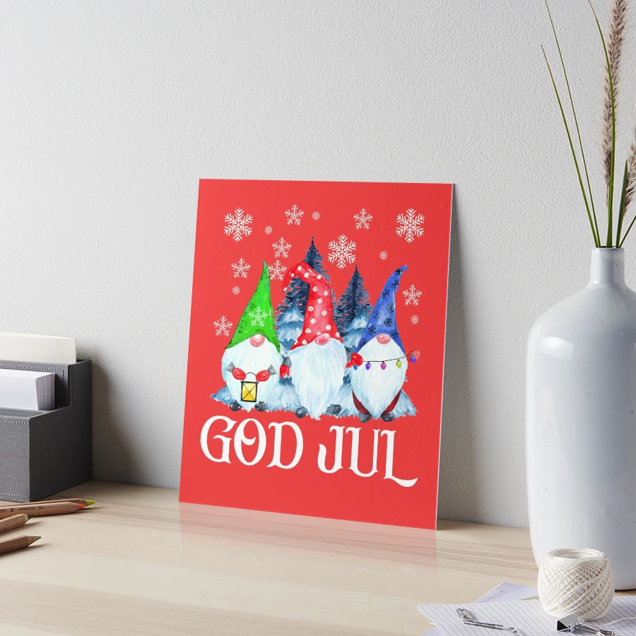 Sweden＊GOD JUL＊Christmas tapestry・* Vintage Swedish Santa Print God Jul Merry Christmas Tapestry