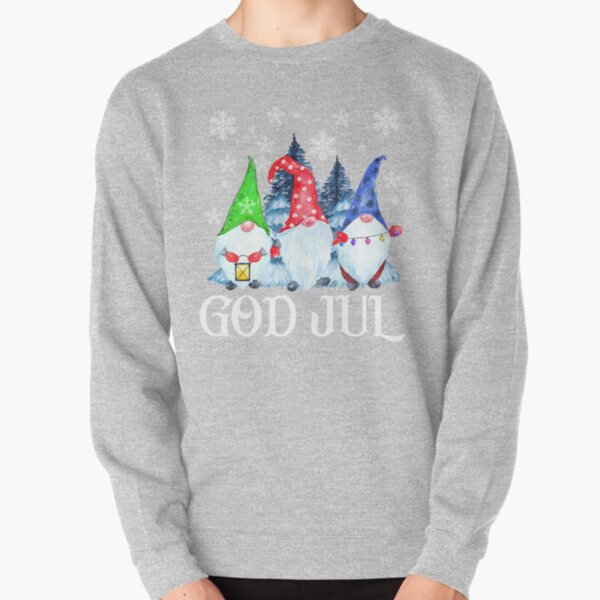 God Jul Nordique Gnomes Tomte Nisse Scandinave Suédois Norvégien De Noël Sweatshirt épais
