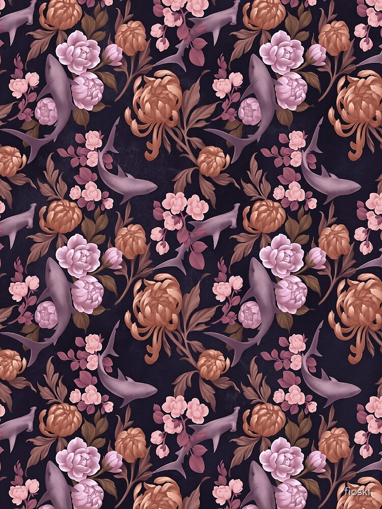 Botanical Sharks (Pink and Gold) by fioski