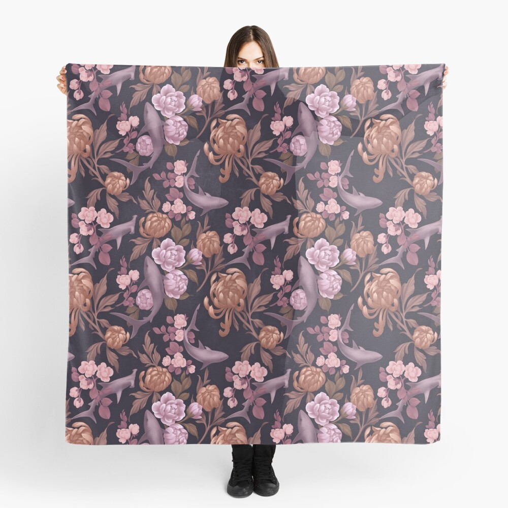 Botanical Sharks (Pink and Gold) Scarf
