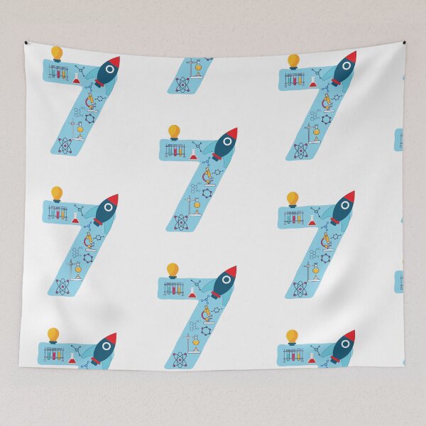 Item preview, Youth Blue Number #7 Years Old print Science Birthday Kids designed and sold by doodabobs.