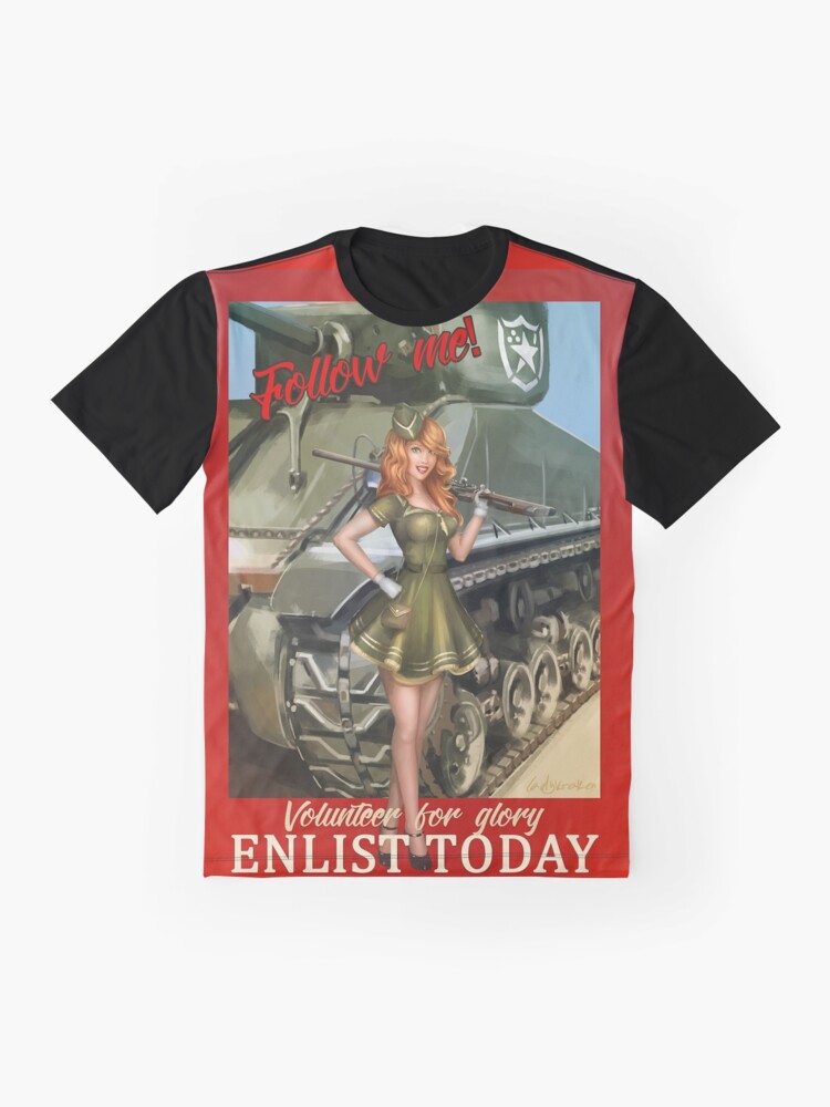 Alternate view of Enlist Today, Empira Glory, Pin up Girl Graphic T-Shirt