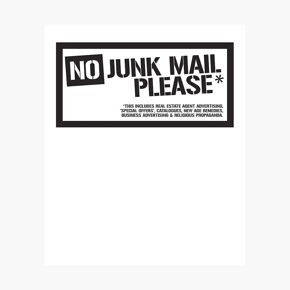 stika.co Polite Notice No Junk Mail Flyers Leaflets Menus White Vinyl, 1 10x7cm Door Sticker Sign label decal 