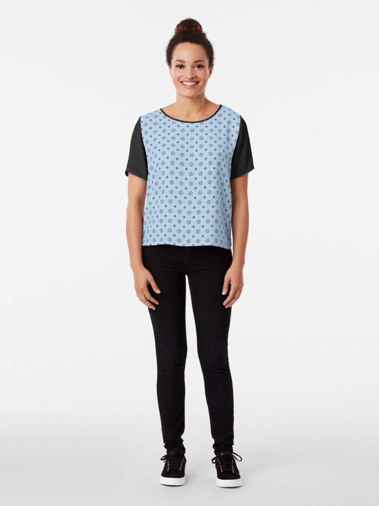 Alternate view of Tiny grey cogs pattern Chiffon Top