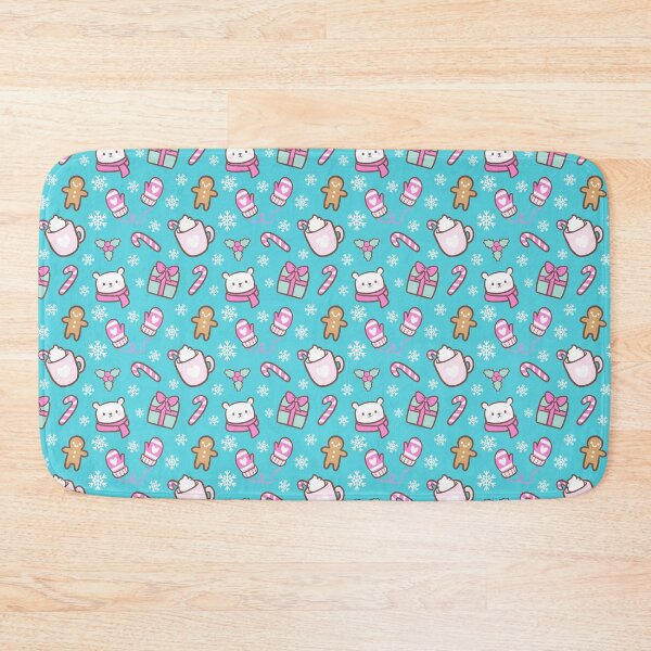 Cute Christmas // Teal | Nikury Bath Mat
