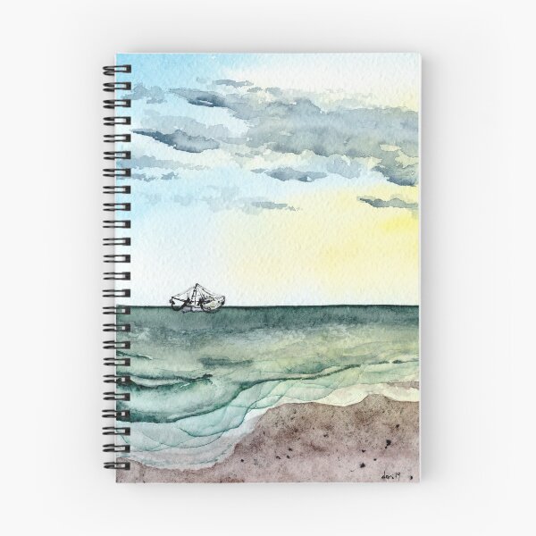 Item preview, Acuarela camarón barco playa escena designed and sold by Dani Reber.