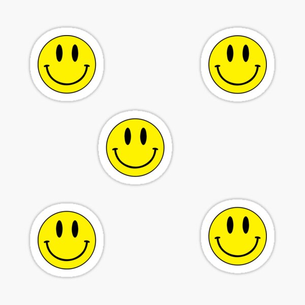 Bright Yellow Sticker With A Smiley Face Stock Photo - Download Image Now -  Anthropomorphic Smiley Face, Badge, Black Color - iStock