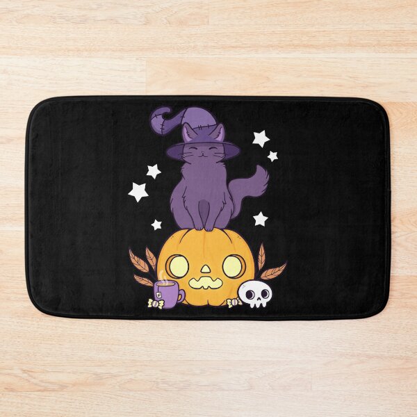 Pumpkin Cat // Black | Nikury Bath Mat
