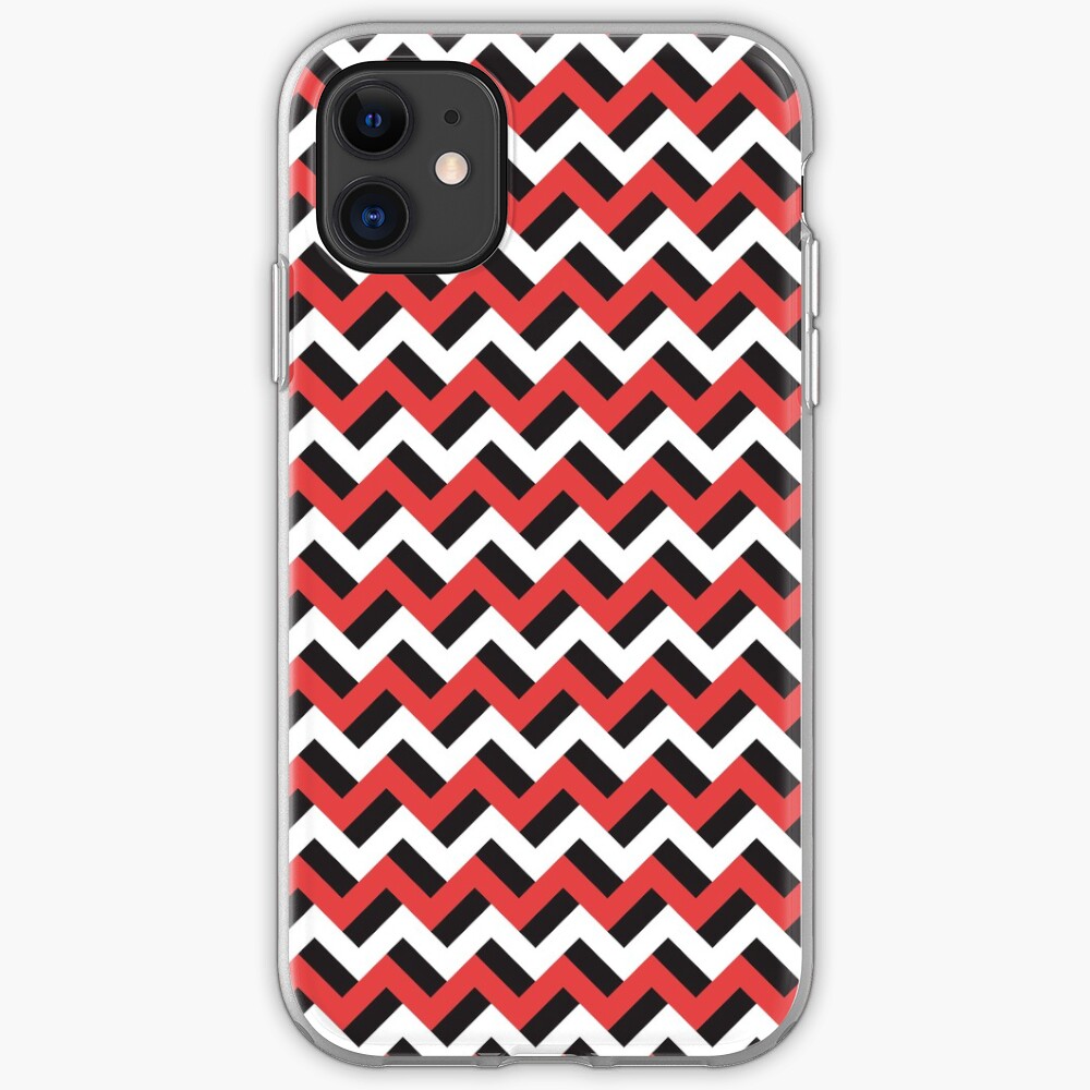 Red black and white zigzags iPhone Case & Cover