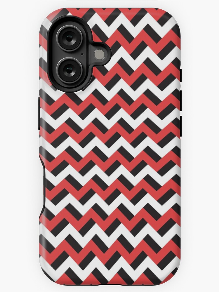 Thumbnail 1 of 4, iPhone Case, Red black and white zigzags designed and sold by petitspixels.