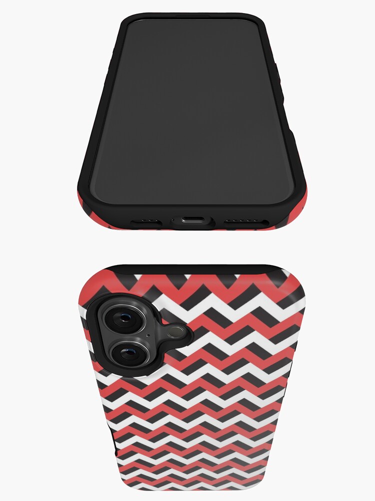 Thumbnail 3 of 4, iPhone Case, Red black and white zigzags designed and sold by petitspixels.