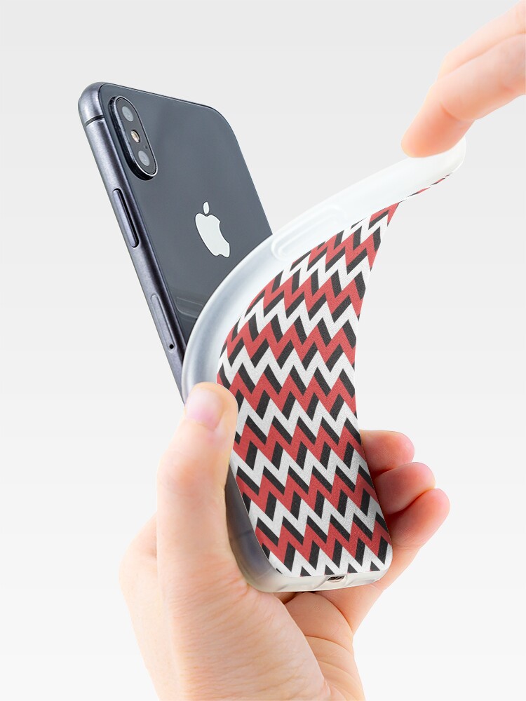 Alternate view of Red black and white zigzags iPhone Case & Cover