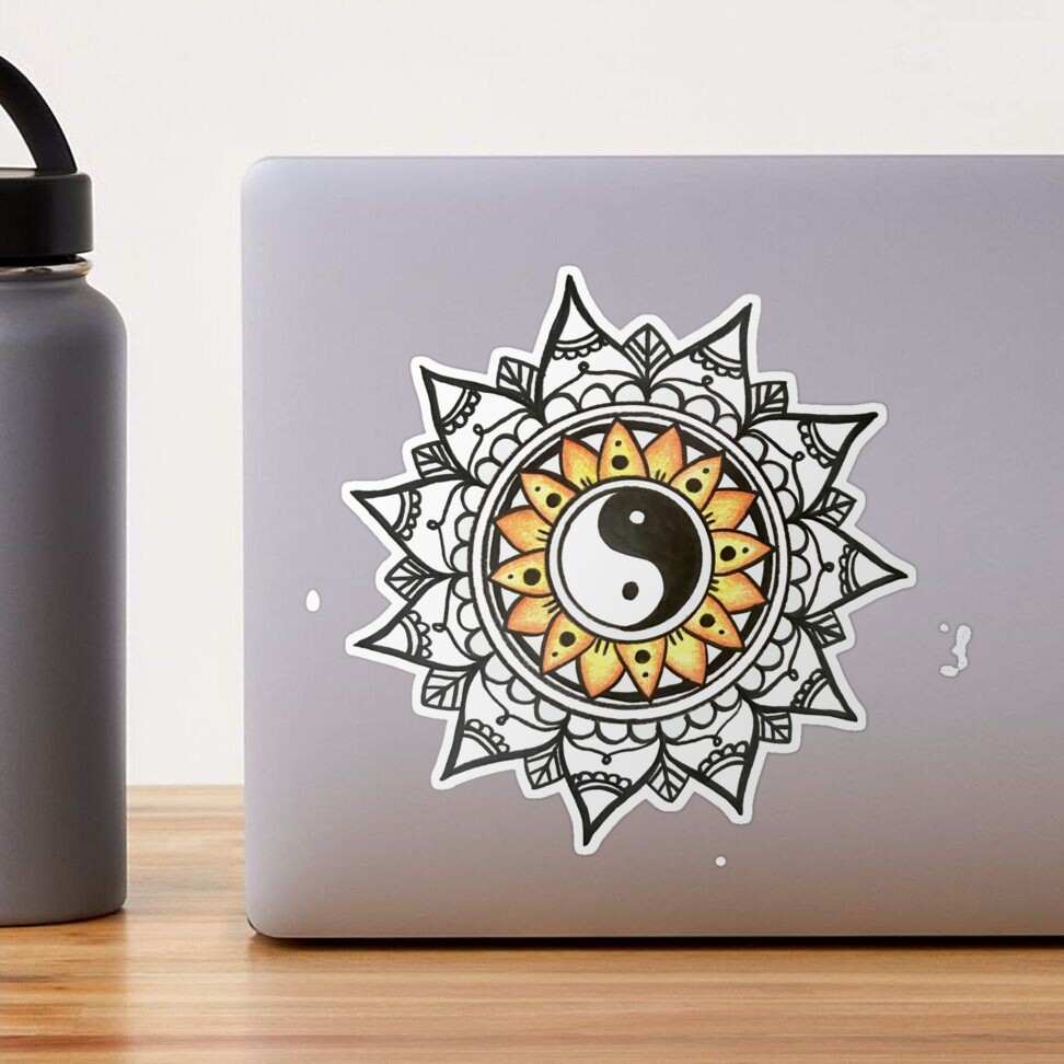 Sunflower Mandala Sticker 2 Sizes Available Clear Edge Yeti