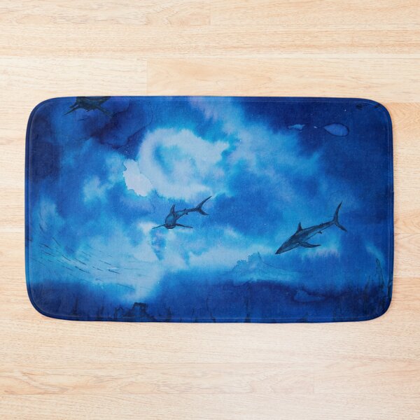 Item preview, Sharks in ink blue designed and sold by Kissart.