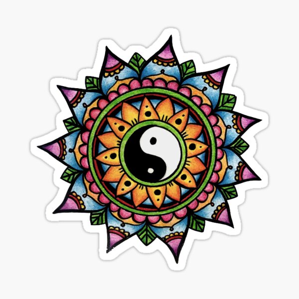 Vista previa del artículo con la obra «Mandala colorida del yin yang del girasol », diseñado y vendido por O-Haas.